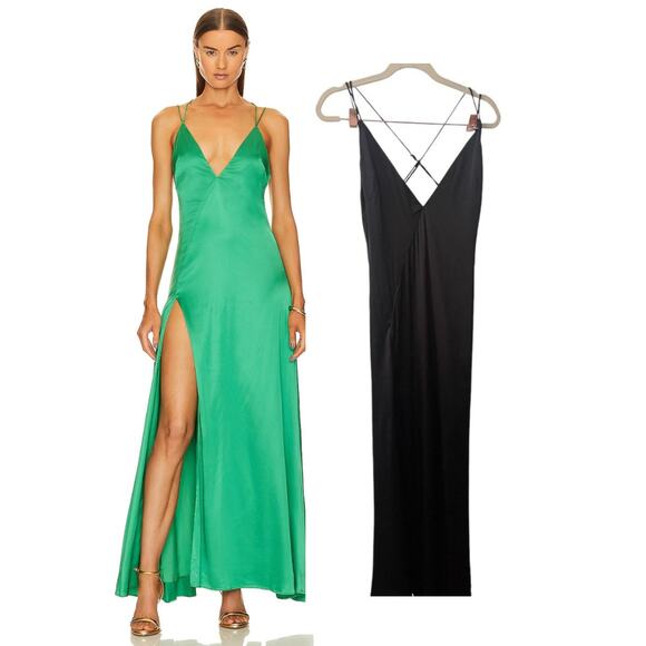 michael costello revolve green dress